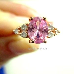Rose Gold Plated Oval Cut Pink Topaz Ring